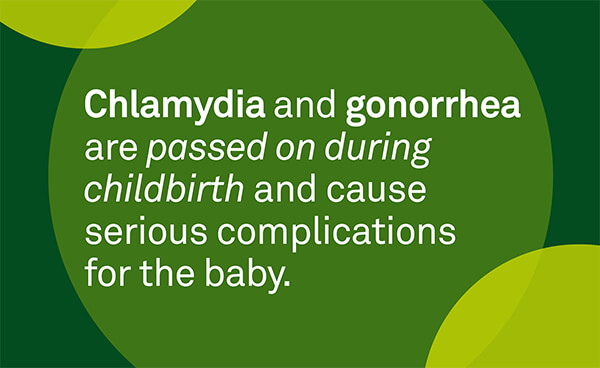 Chlamydia and gonorrhea are passed on during childbirth and cause serious complications for the baby.